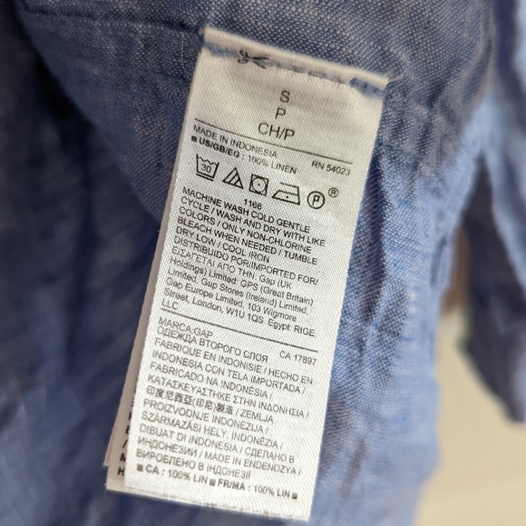 Gap Linen Boyfriend Shirt Light Blue - Picture 2 of 7